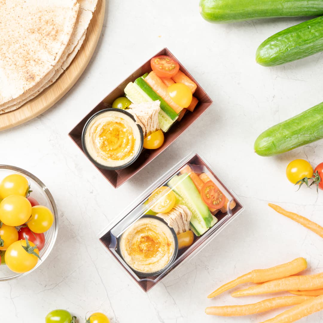 Restaurantware Matsuri Vision 4.7 x 2.5 x 1.4 Inch Disposable Sushi Trays - 100 Pack Greaseproof Wood Grain Paper Sushi Boxes for Appetizers, Desserts & Takeout - Lids Sold Separately | Perfect for Restaurants, Catering & Home Sushi Parties