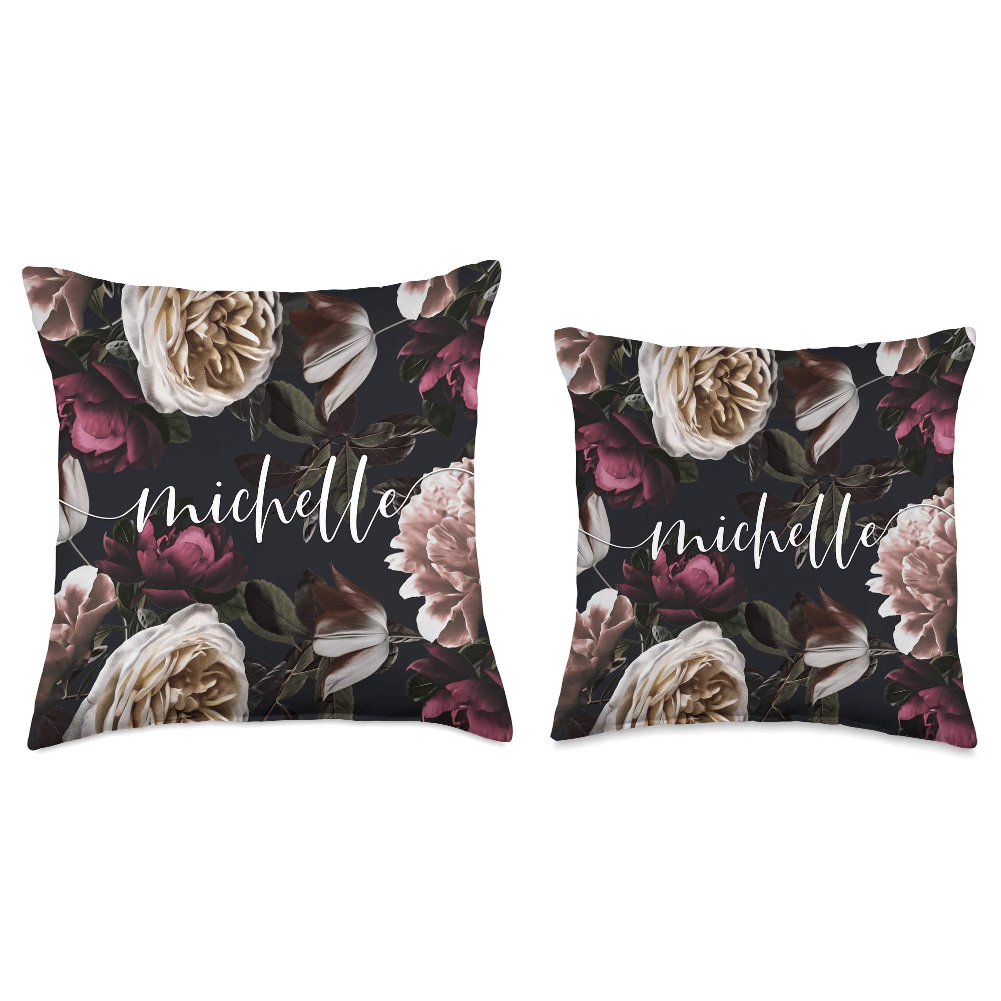 Michelle - Elegant Floral Rose & Peony Personalized Name Throw Pillow | Customized Home Decor for Living Room, Bedroom & Sofa | Perfect Gift for Housewarming, Birthday & Anniversary
