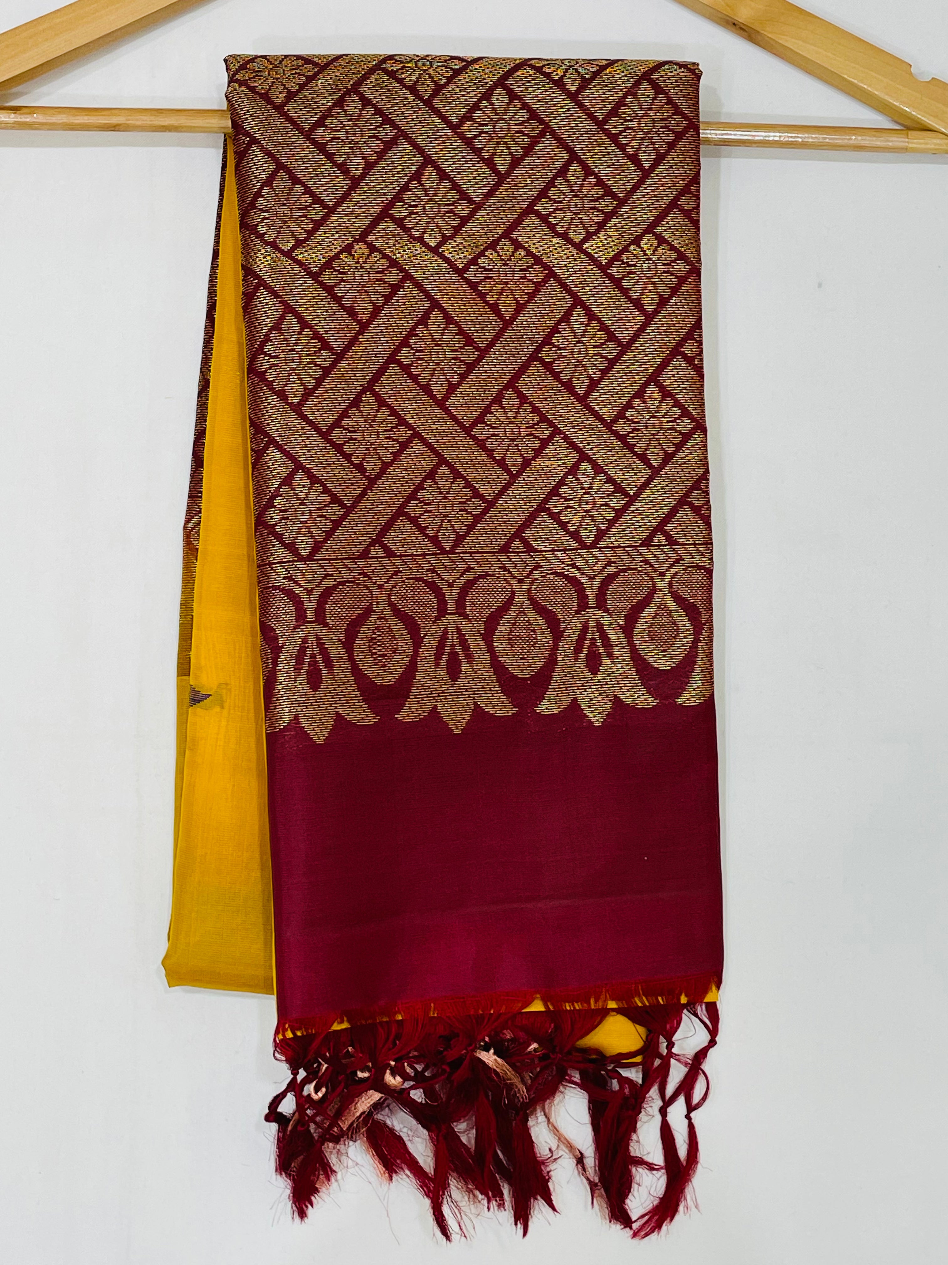 Authentic Yellow Pure Kanchi Silk Saree for Women - SILKMARK Certified | Elegant Traditional Wear for Weddings, Festivals & Special Occasions