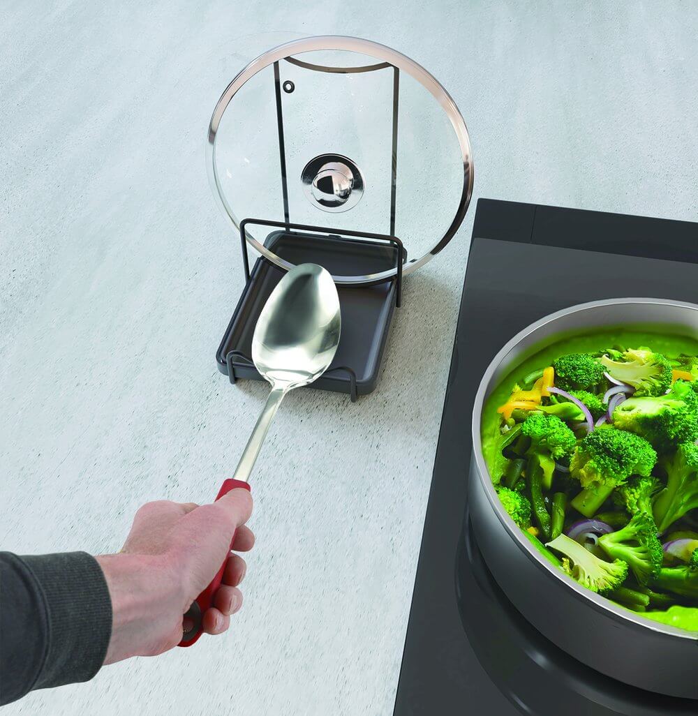 Tokyo Spoon Rest & Lid Stand - Matte Black Kitchen Utensil Holder for Cooking, Serving, and Organizing - Perfect for Stovetop, Countertop, and Dining Table Use