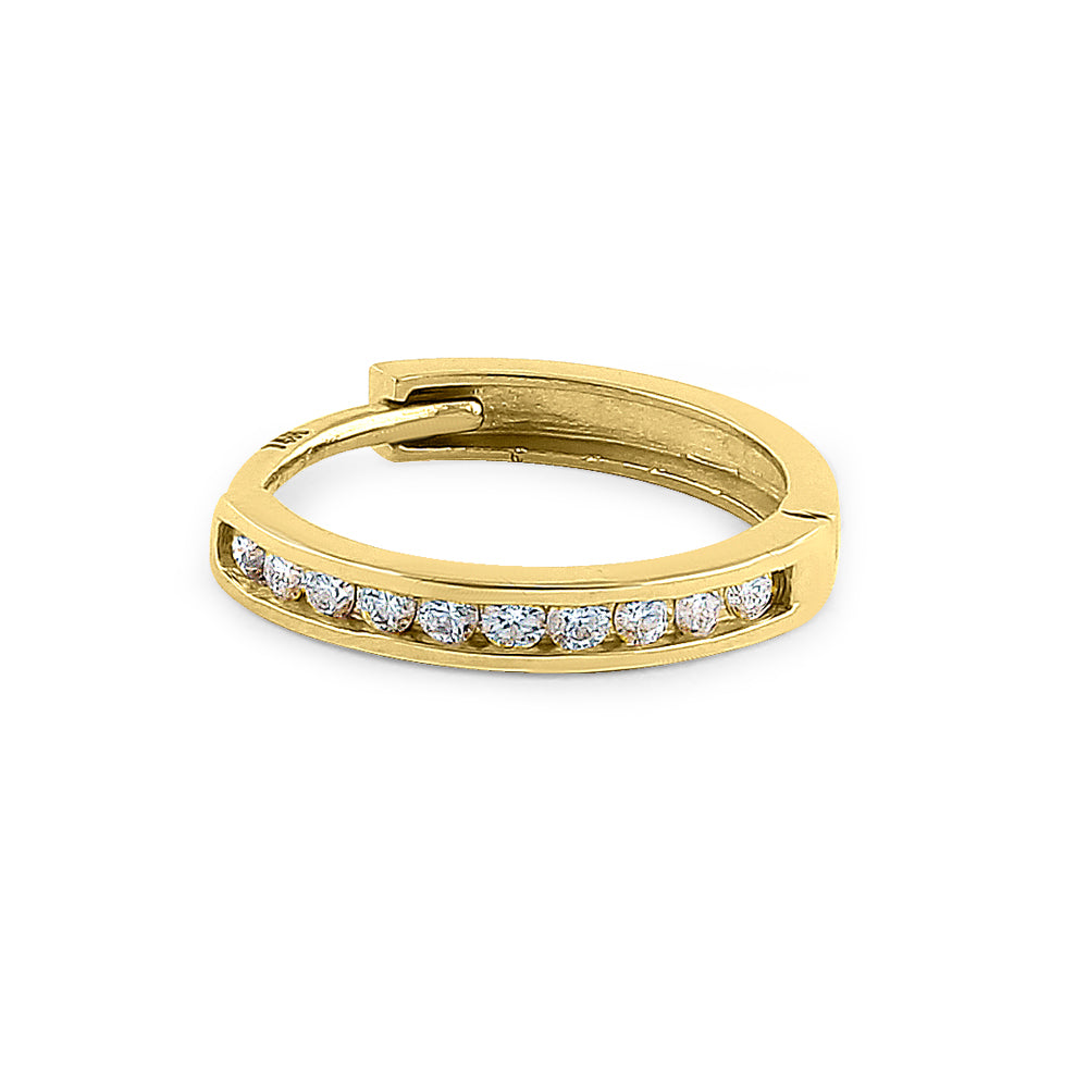 14K Yellow Gold Diamond Hoop Earrings for Women - 0.24 ct Round Cut Stud Earrings for Everyday Wear, Gift & Special Occasions
