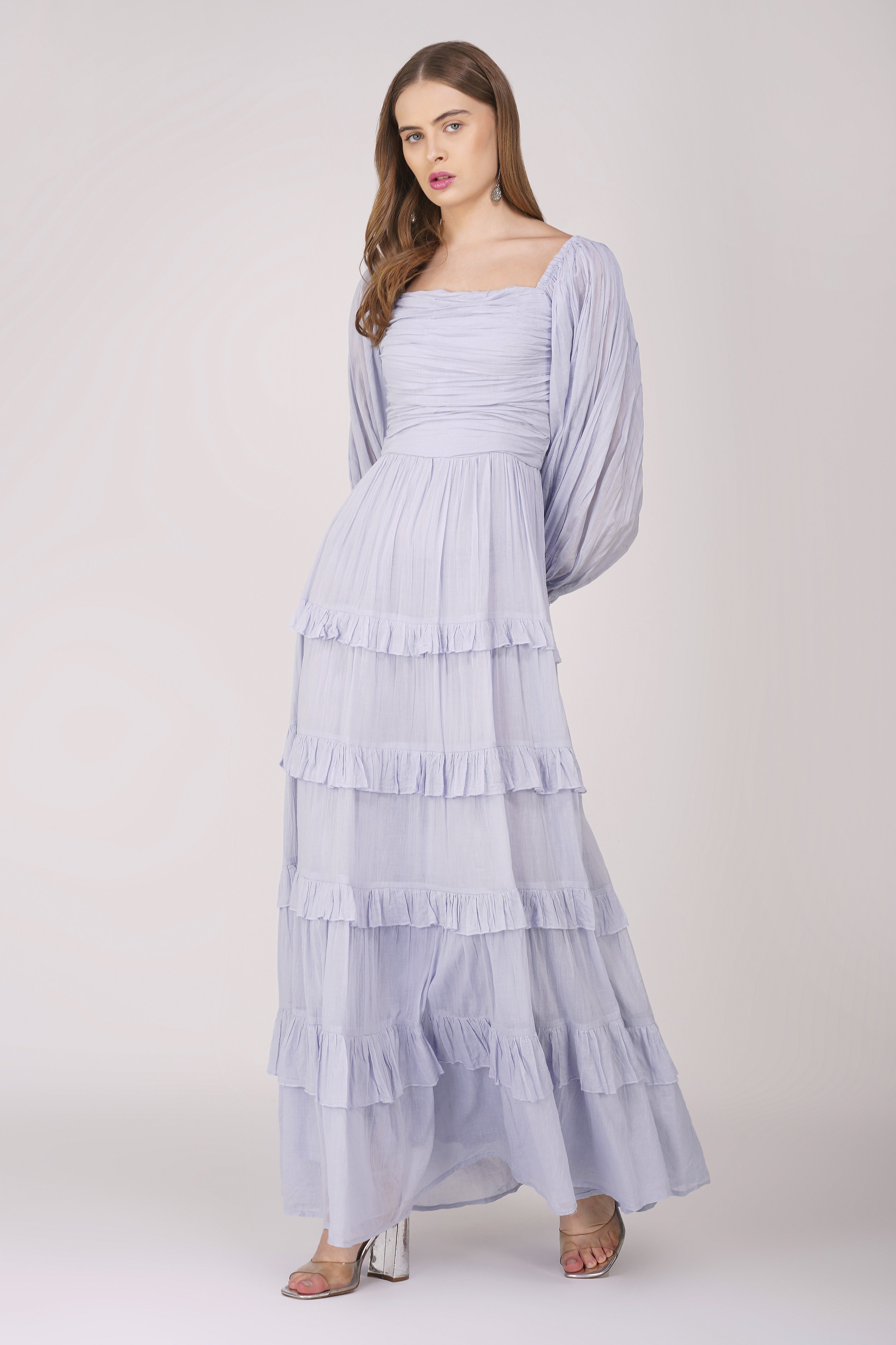 Lane Cotton Maxi Dress in Blue | Flowy Long Summer Dress for Women | Perfect for Beach, Vacation & Casual Outings
