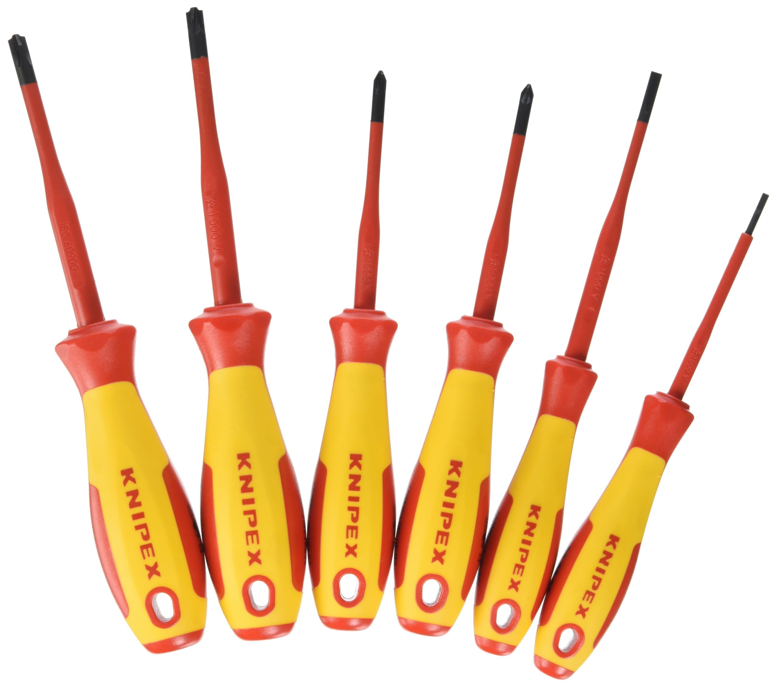 Knipex VDE Screwdriver Set - 6 Piece SL/PH/PZ Insulated Screwdrivers for Electrical Work | Professional Electrician Tools for Safe Wiring & Repairs