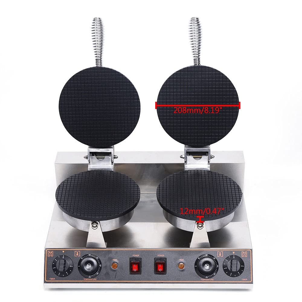 1200W Electric Waffle Maker Machine - Nonstick Dual Heating Pans for Perfect Ice Cream Cones, Muffins & Waffles - 110V Commercial & Home Use - Ideal for Restaurants, Bakeries, Dessert Shops & Family Breakfast