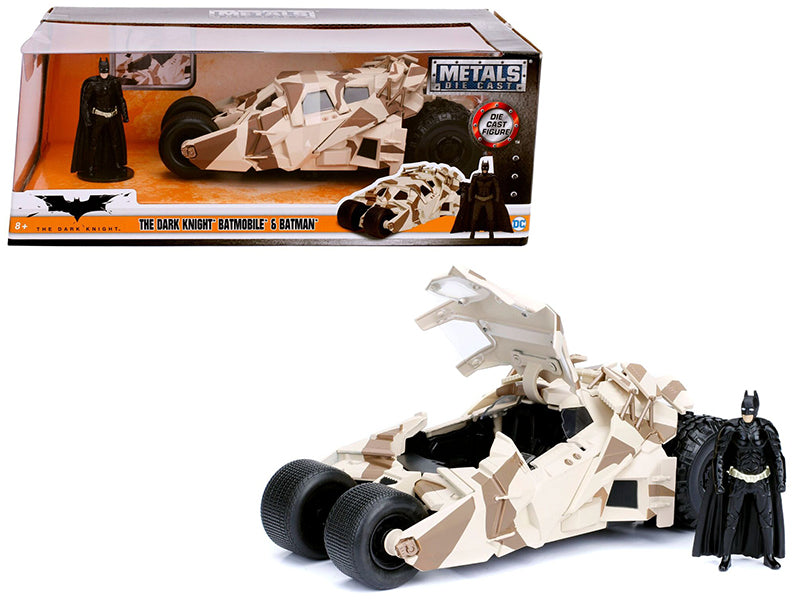 The Dark Knight Batmobile 1/24 Scale Diecast Model Car with Batman Figure - Camouflage Version DC Comics Collectible for Display & Gifts | Jada Toys