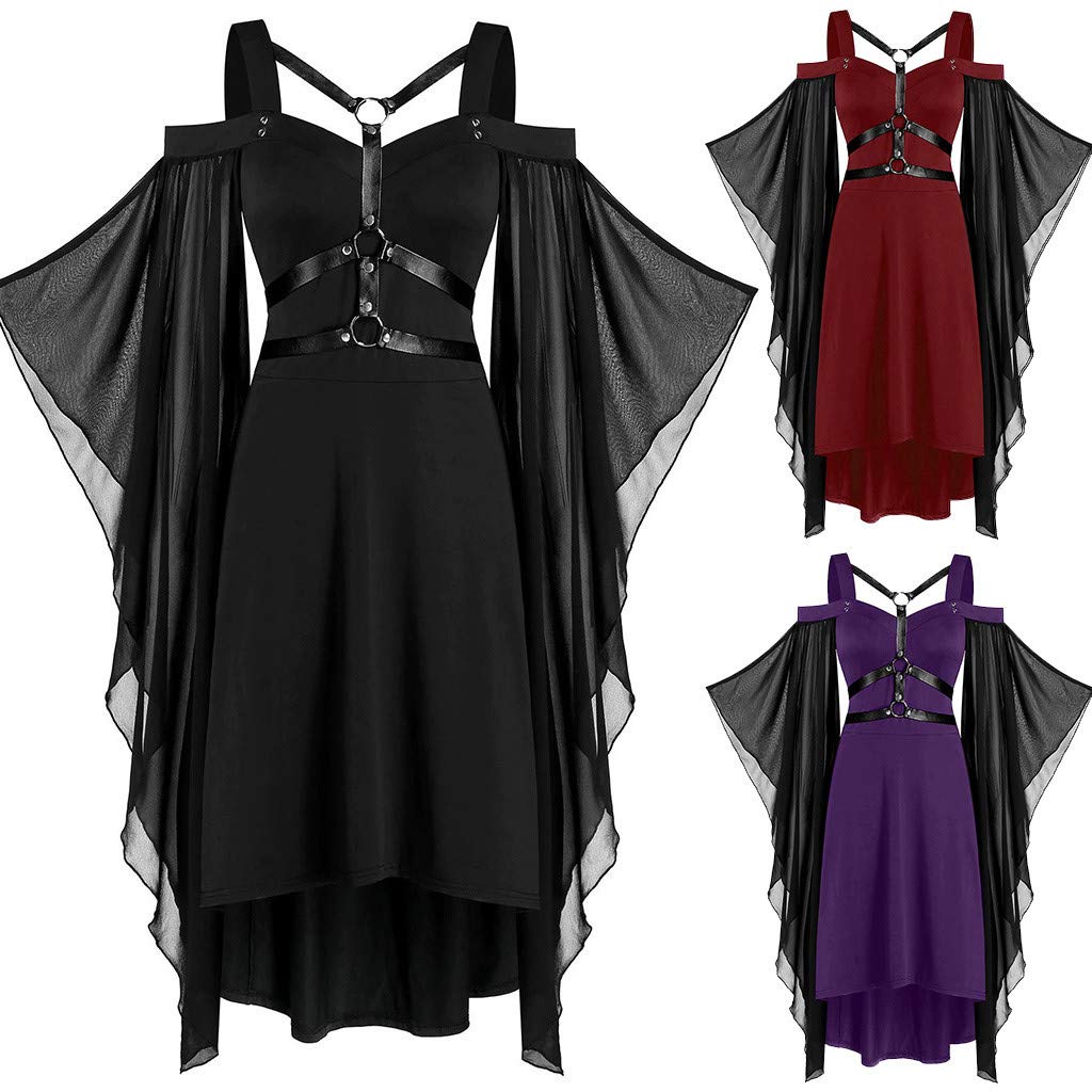 Gothic Mesh Trumpet Sleeve Blouse for Women - Sexy Flowy Black Top for Halloween, Medieval, Punk & Renaissance Costumes | Perfect for Cosplay, Nightclubs & Themed Parties
