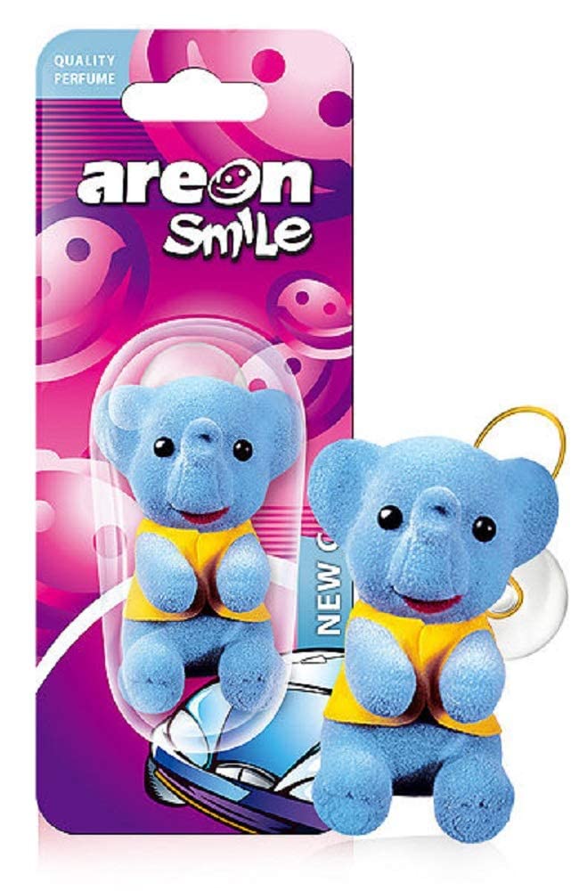AREON Toy Car Air Freshener with Smile Design - Elephant Shape for New Cars - Perfect for Home, Office, and Car Interior Decor