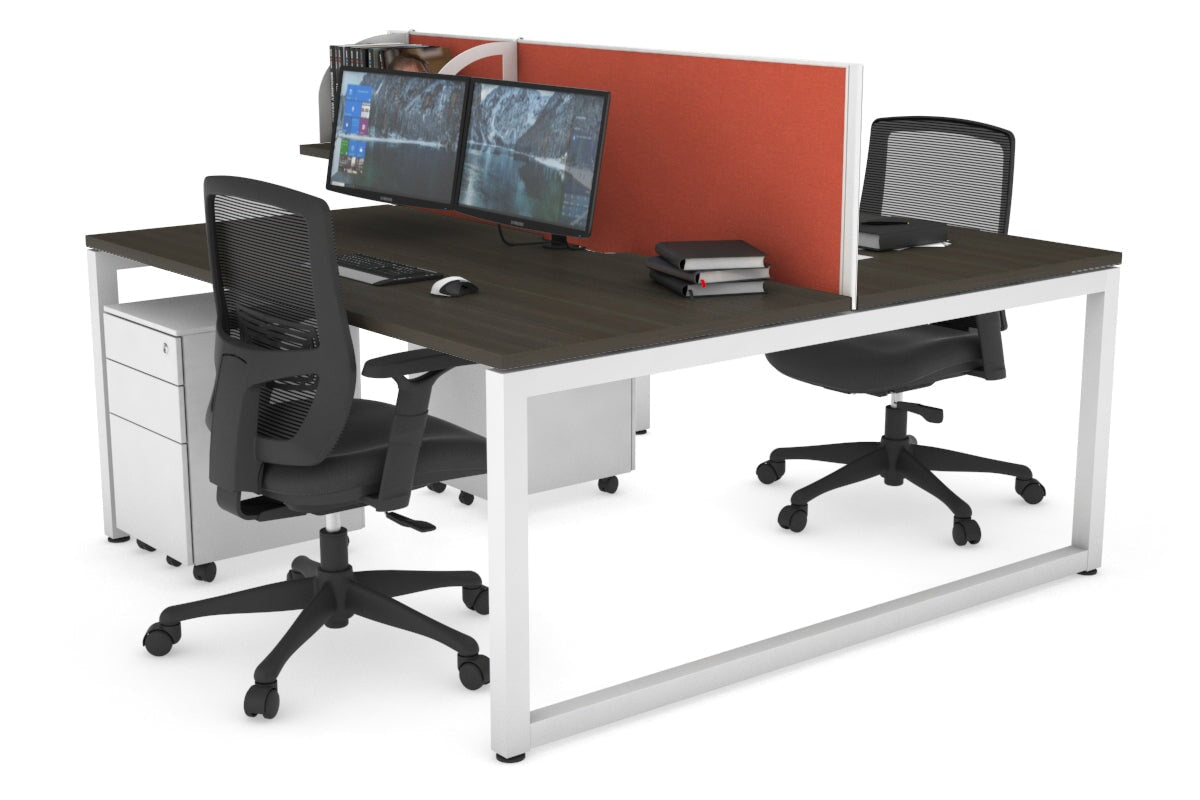 Quadro Loop Legs 2 Person Office Workstation Desk - 1400L x 800W with Cable Management Scallop | Modern Shared Workspace Solution for Home & Office