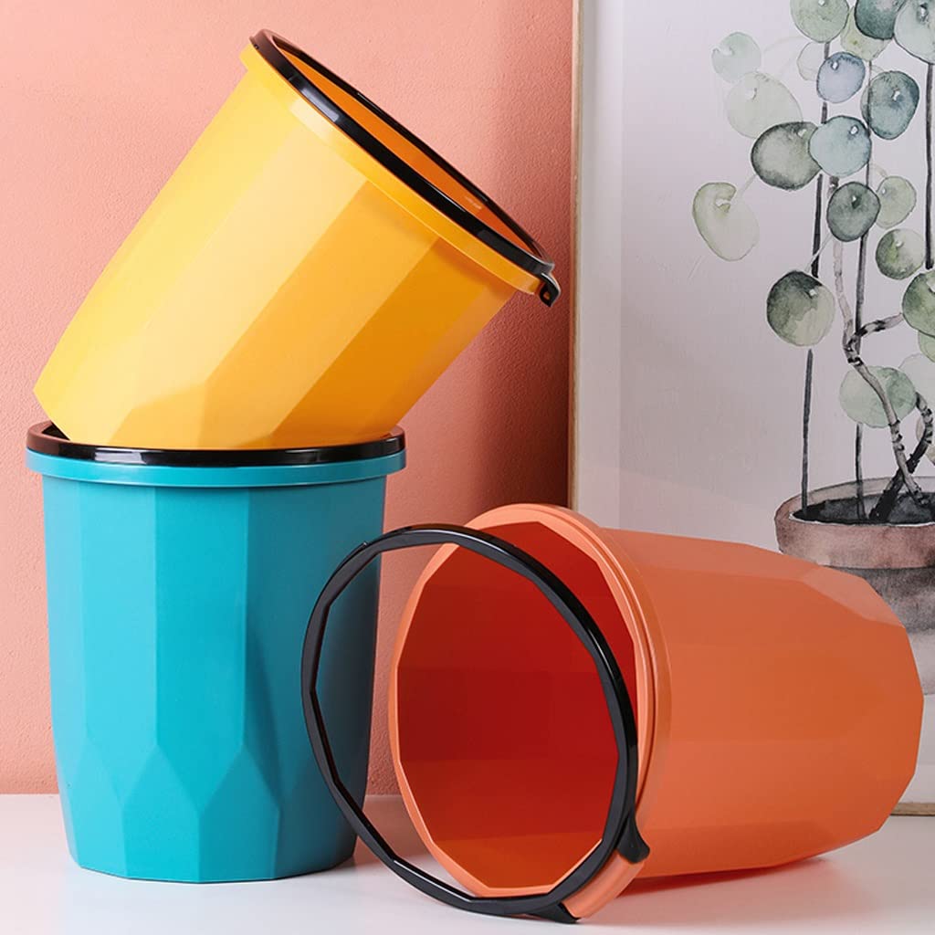 Nordic Style Pressure Ring Trash Can with Lid - Light Luxury Household Garbage Bin for Living Room, Bedroom, Bathroom & Toilet - Orange Waste Paper Basket for Home Organization & Waste Classification