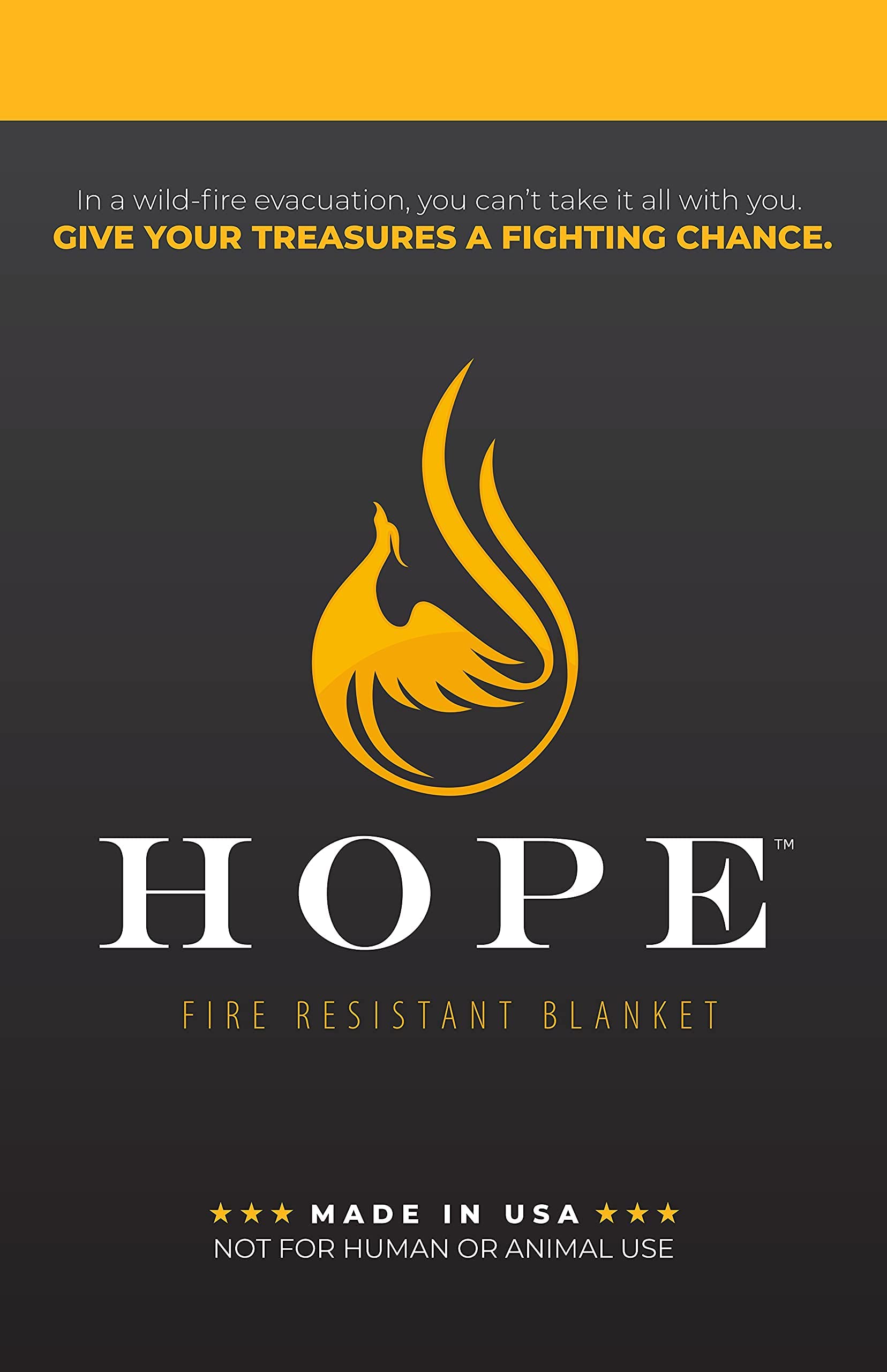 Hope Fire-Resistant Blanket (Black, 90” x 90”) – Emergency Fireproof Blanket for Kitchen, Fireplace & Camping – Flame Retardant Safety Blanket to Protect from Fire Hazards – Ideal for Home, Office & Outdoor Use
