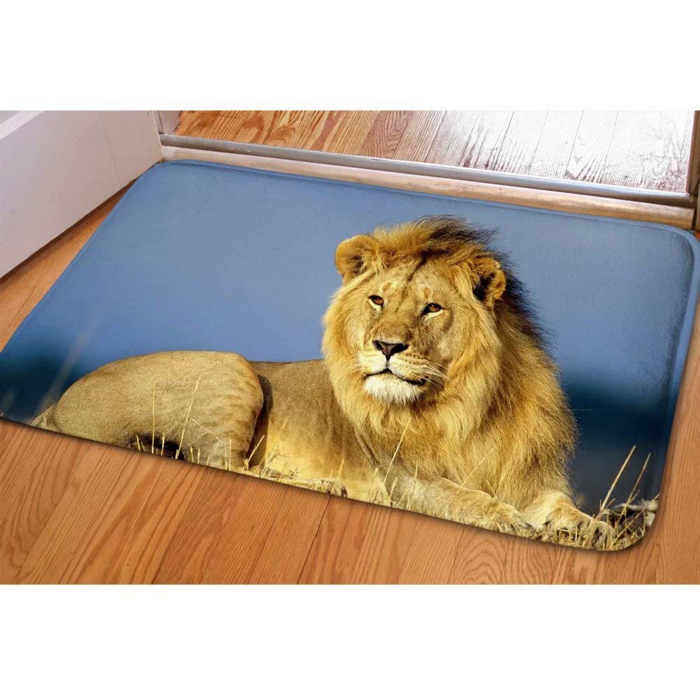 Premium Non-Slip Indoor Doormat - Soft Washable Lion Print Entrance Mat for Home Decor (23
