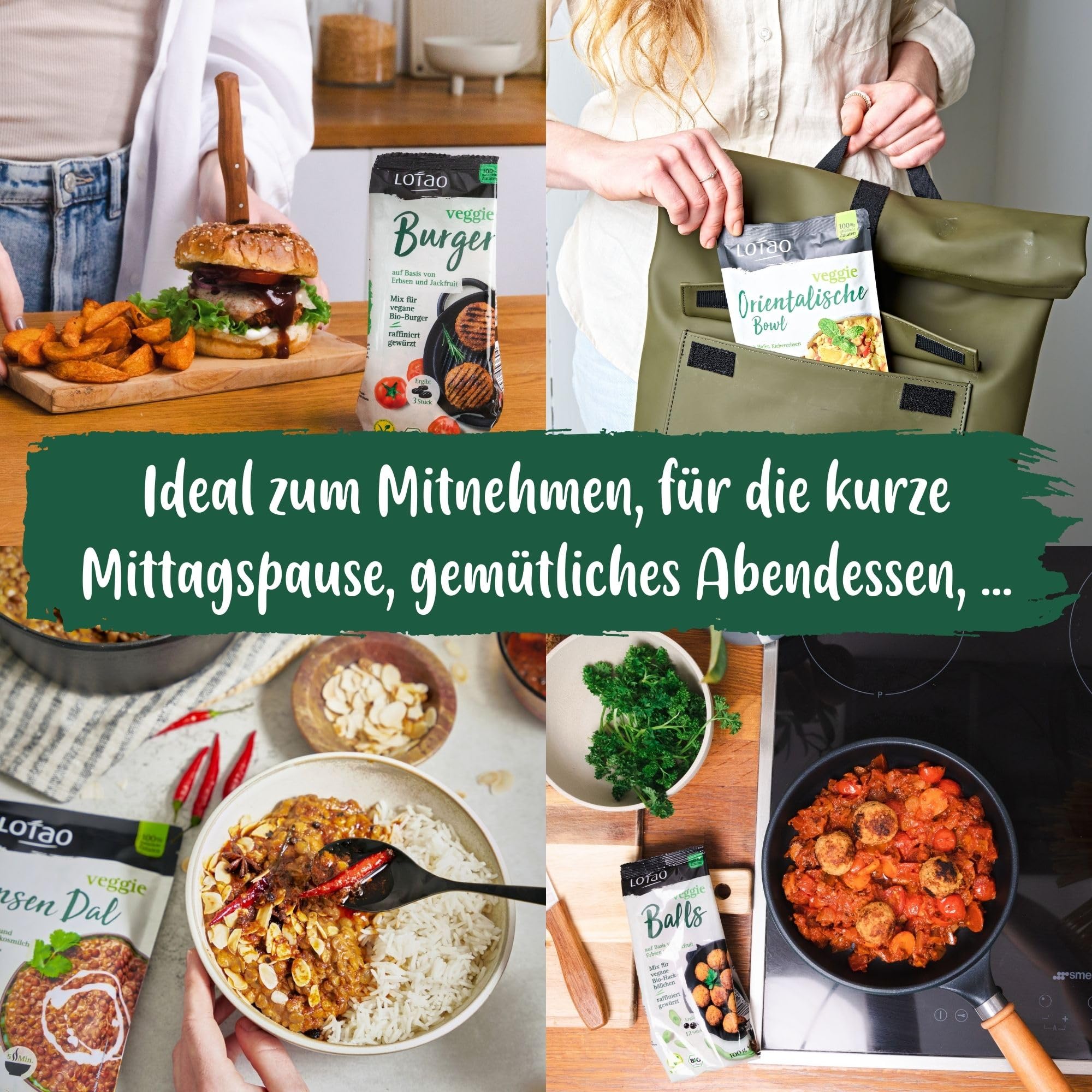 LOTAO Vegan Ready Meals - Explorer Box: 11 Organic Microwaveable Vegan Dishes | No Additives, Soy-Free | Healthy Plant-Based Meal Prep for Office Lunch, Camping & Emergency Food Supply