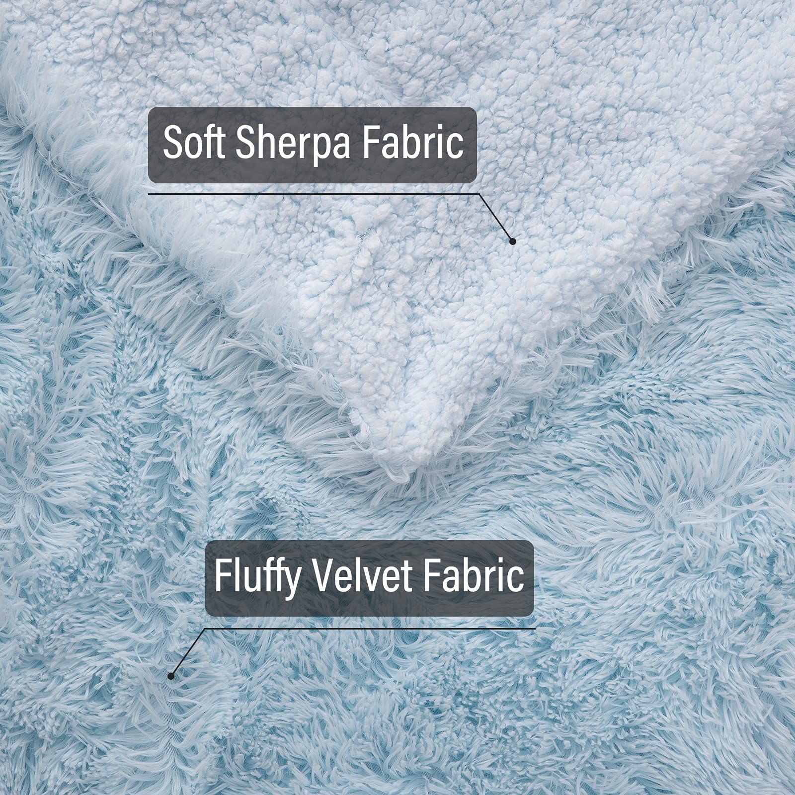 Premium Faux Fur Throw Blanket - Ultra Soft Lightweight Shaggy Plush Blanket for Couch, Bed & Chair - Warm Cozy Fluffy Decorative Blanket for Living Room, Bedroom & Office (Light Blue, 51