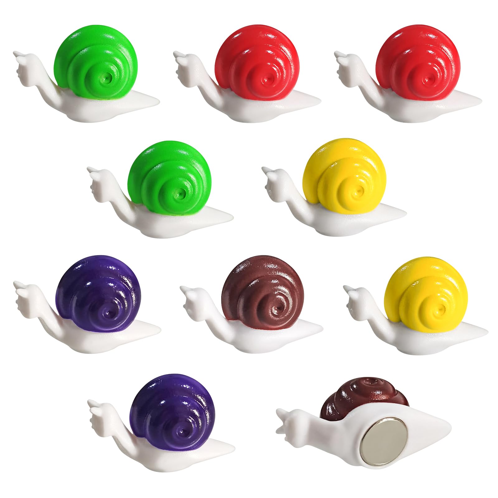10PCS Snail Shaped Refrigerator Magnets - Cute Kids Magnets for Whiteboards, File Cabinets, Bookshelves & Desks - Fun Classroom & Office Supplies - Perfect for Boys, Girls & Halloween Party Gifts