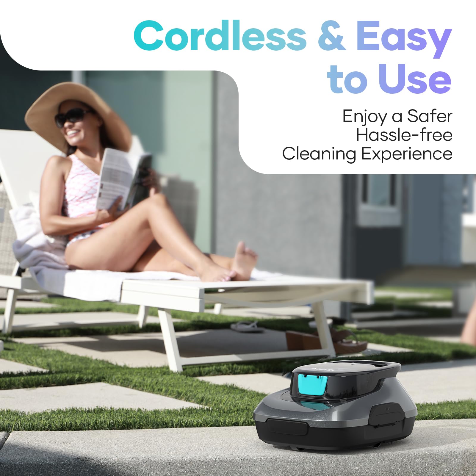 AIPER Cordless Robotic Pool Cleaner - Automatic Pool Vacuum with Self-Parking Technology, 90 Min Runtime for In-Ground & Above-Ground Pools up to 40 FT | Perfect for Weekly Maintenance & Seasonal Pool Cleaning