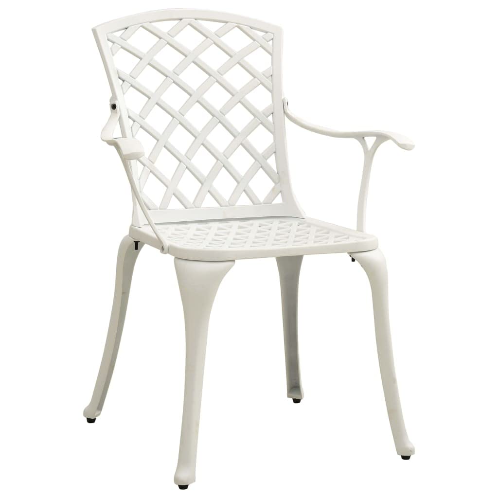 vidaXL 3-Piece Patio Bistro Set - Durable Weather-Resistant Cast Aluminum Outdoor Furniture - White Industrial Style Garden Dining Set for Backyard, Balcony & Poolside Relaxation
