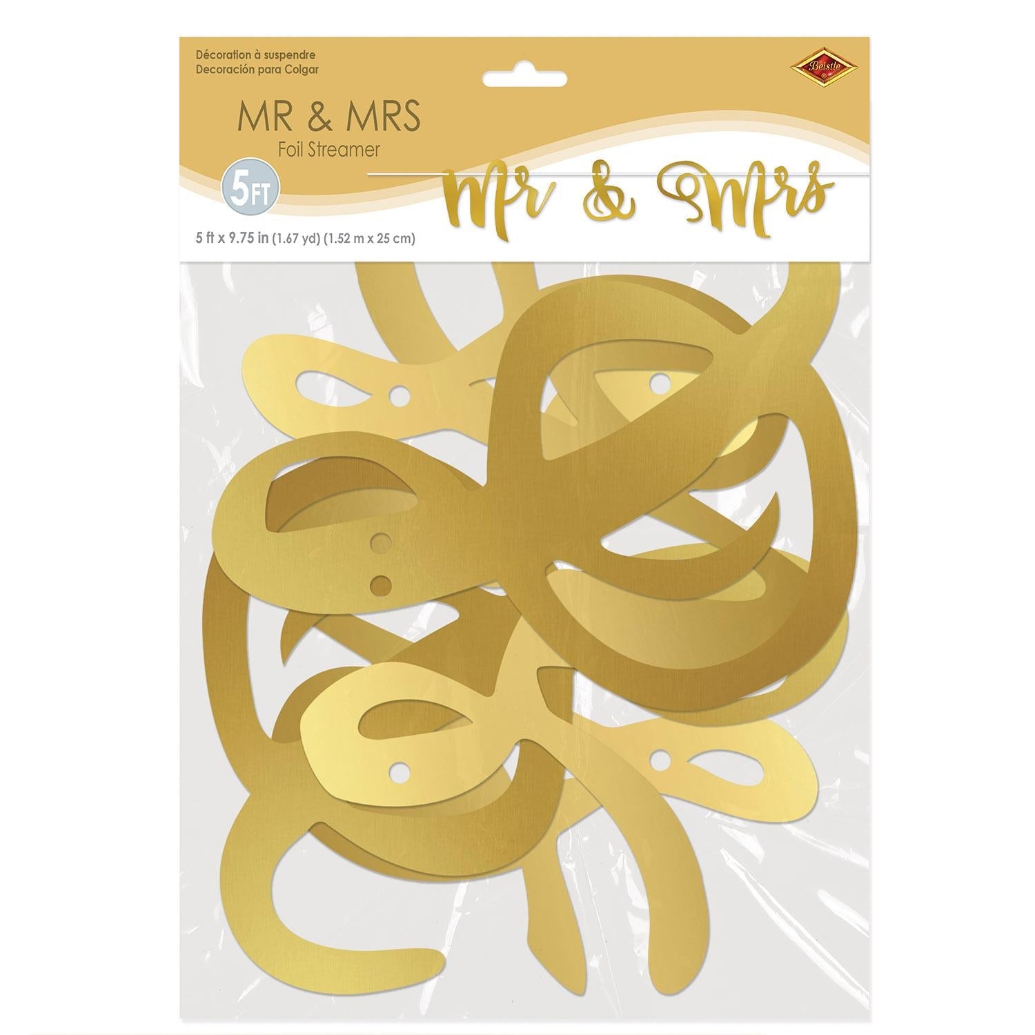 12 Pack Beistle Foil Mr & Mrs Wedding Party Streamers - Elegant Wedding Decorations for Bridal Showers, Receptions & Anniversary Celebrations