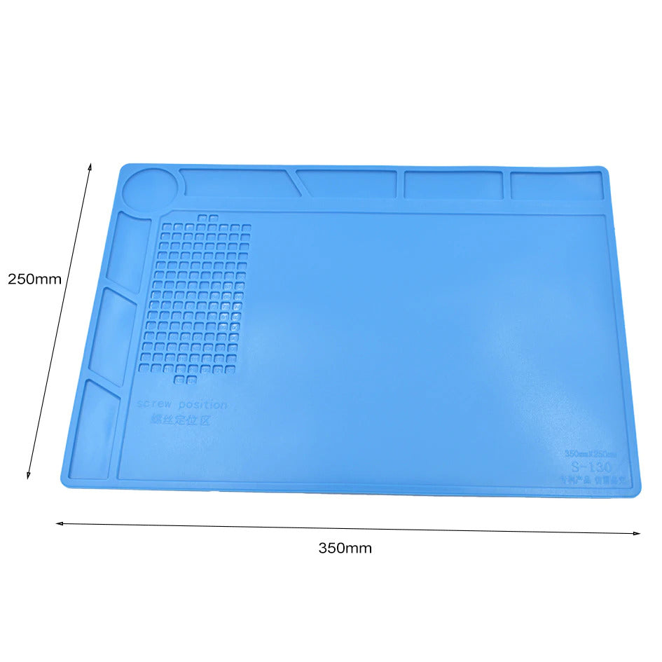 Anti Static Repair Work Mat - 35cm x 25cm, Blue (S-130) | ESD Safe Soldering Mat for Electronics Repair, PC Building & Phone Maintenance