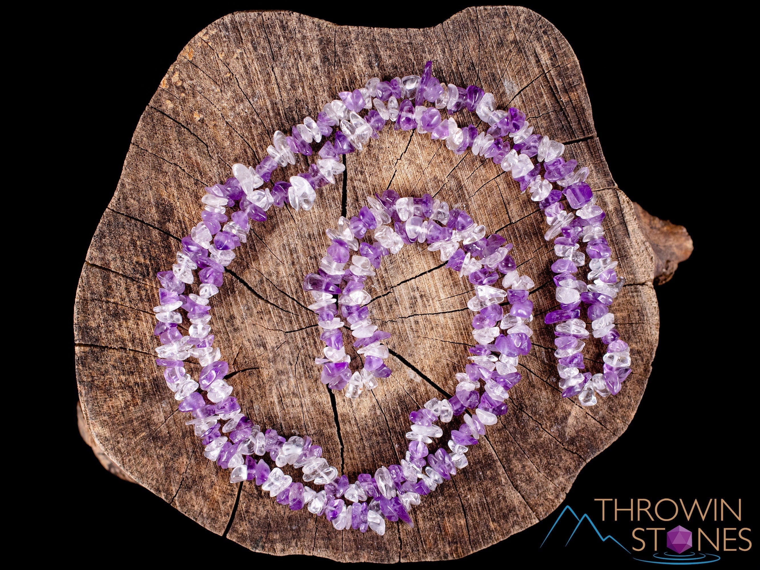 Amethyst & Clear Quartz Crystal Necklace - Handmade Beaded Chip Necklace for Women, Spiritual Healing Jewelry | Perfect for Meditation, Yoga & Energy Balancing