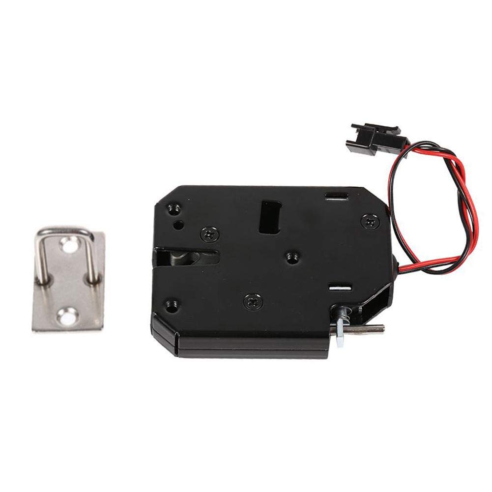 12V DC Electromagnetic Cabinet Lock - 2A Electric Drawer Latch with Carbon Steel Construction (Black) - Ideal for Control Panels, Server Racks & Security Boxes