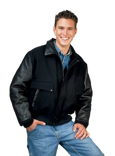 REED Men's Genuine Leather & Wool Bomber Jacket - Premium USA-Made Winter Coat for Casual Wear & Outdoor Activities