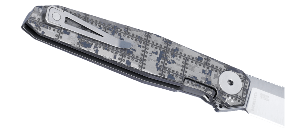 CRKT K253TM390 Facet Ken Onion Limited Edition Folding Knife - M390 Stainless Steel Satin Drop Point Blade, Titanium Rivet Handles - EDC, Outdoor, Camping, Survival, Hunting, Tactical Use