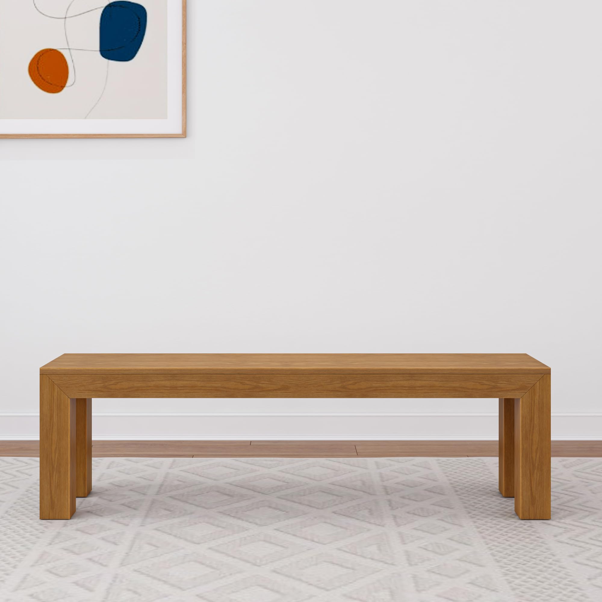60 Inch Solid Wood Dining Bench for Kitchen & Dining Room - Fits 72 Inch Table, Rustic Pecan Wirebrush Finish - Perfect for Indoor & Outdoor Use as Entryway or Kitchen Seating