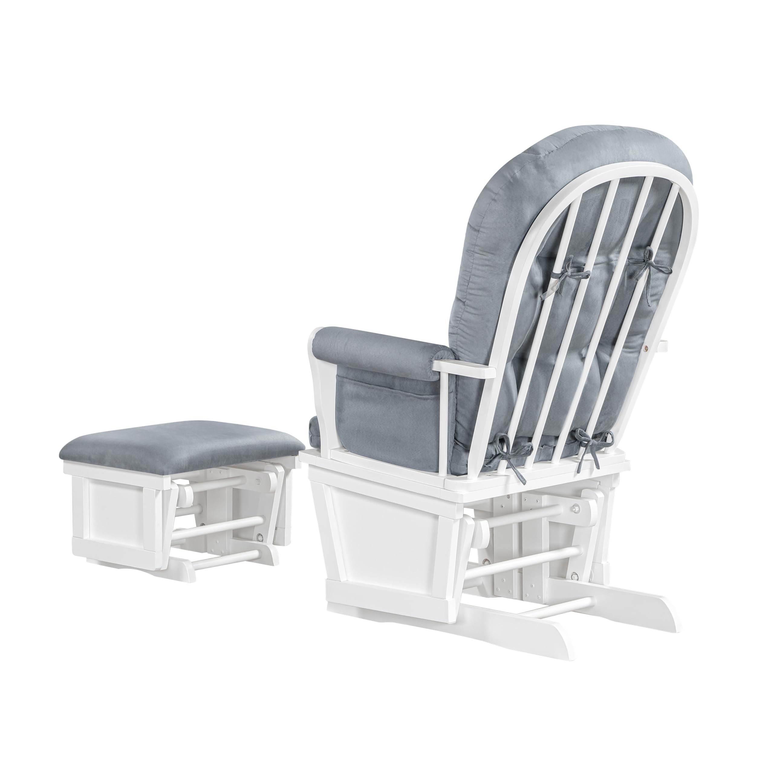 Lennox Furniture Glider Rocker Combo - White & Light Grey Reclining Chair for Nursery, Living Room & Bedroom | Comfortable Rocking Chair for Nursing Mothers & Relaxation