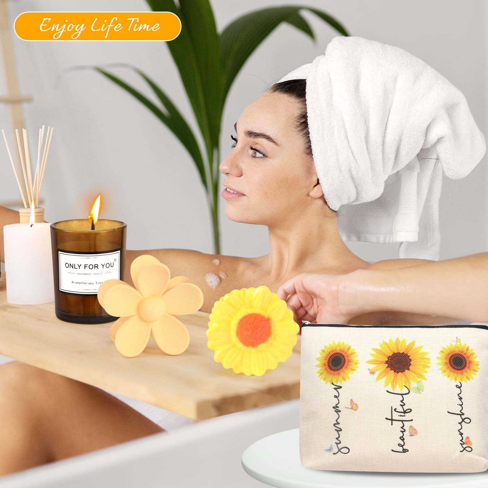 11-Piece Sunflower Care Package for Women - Get Well Soon Self-Care Gift Basket with Inspirational Relaxation Bath Set | Unique Birthday Gift Box for Her | Perfect for Recovery, Spa Days & Special Occasions