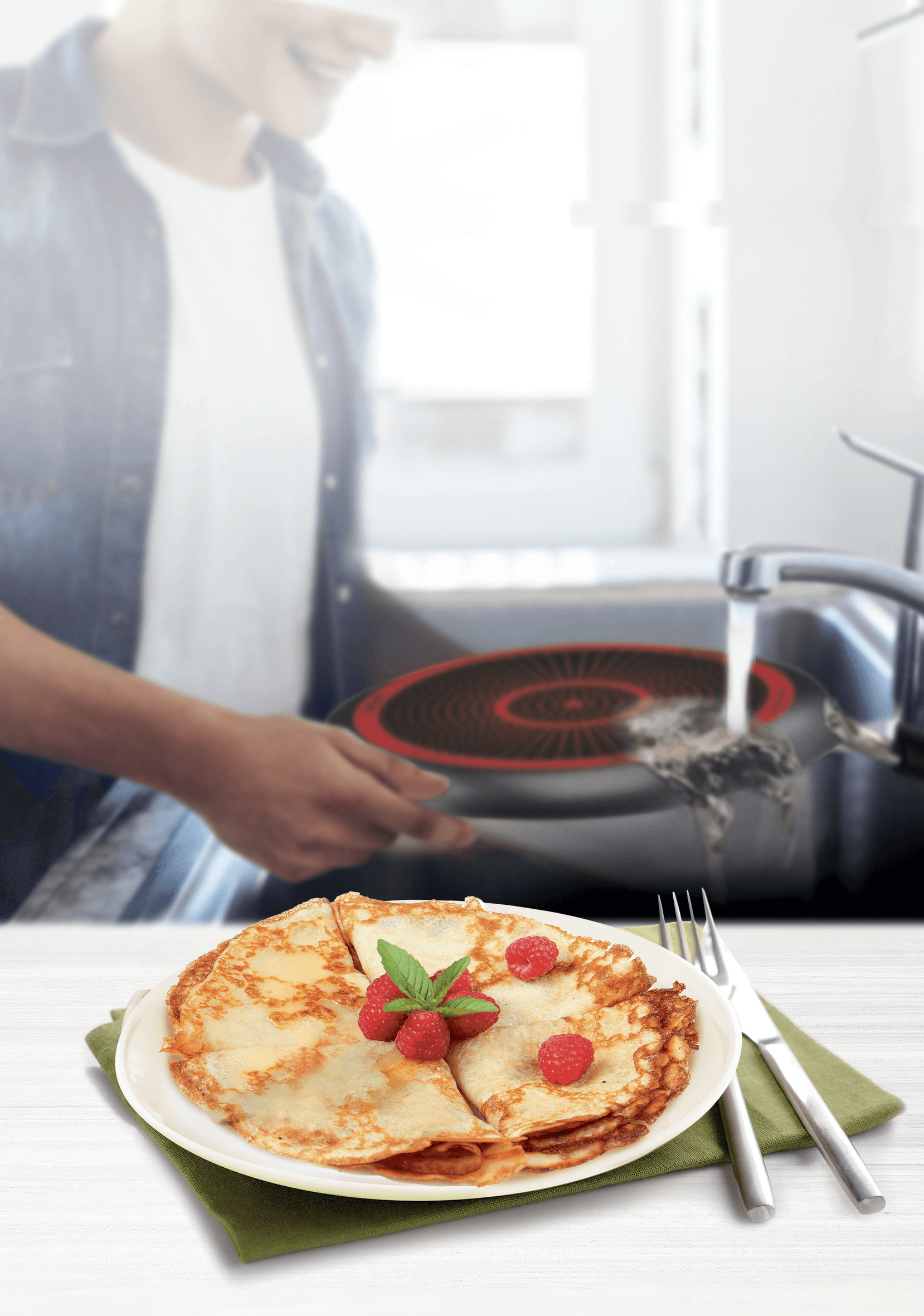 Tefal Simply Clean Non Stick Pancake Pan 25cm - Professional Grade Frying Pan for Perfect Pancakes, Crepes & Eggs - Ideal for Breakfast, Brunch & Family Cooking
