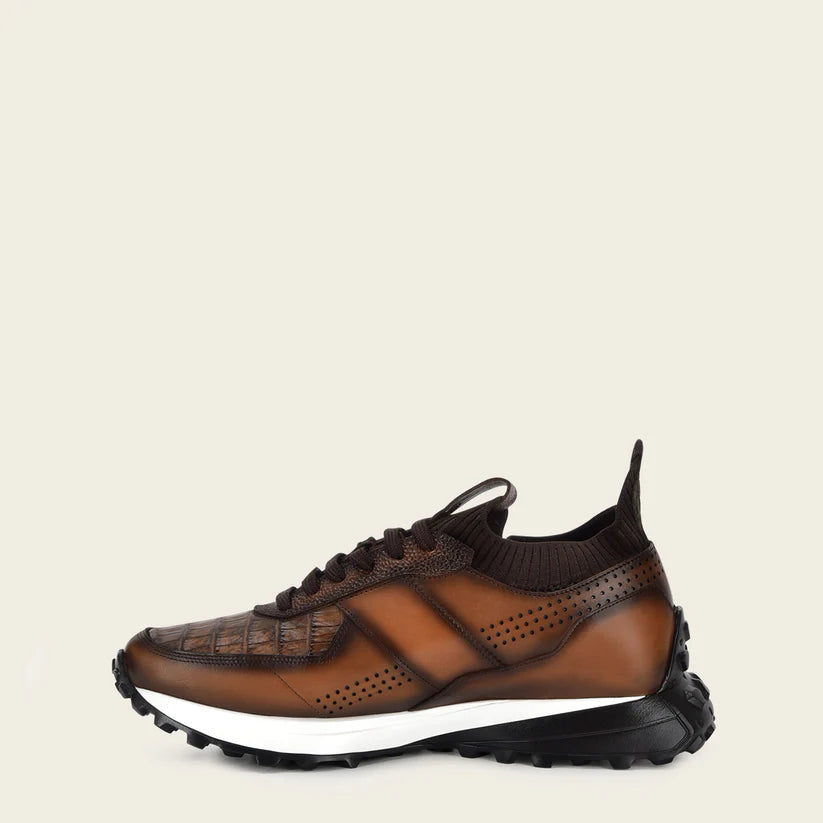 Men's Cuadra Almond Casual Fashion Caiman Leather Sneakers - Stylish & Comfortable for Everyday Wear, Office, and Outdoor Activities