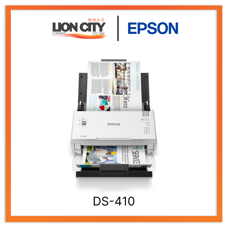 Epson WorkForce DS-410 A4 Duplex Sheet-Fed Document Scanner - Fast Scanning for Home Office, Business & Legal Documents | High-Speed USB & Compact Design