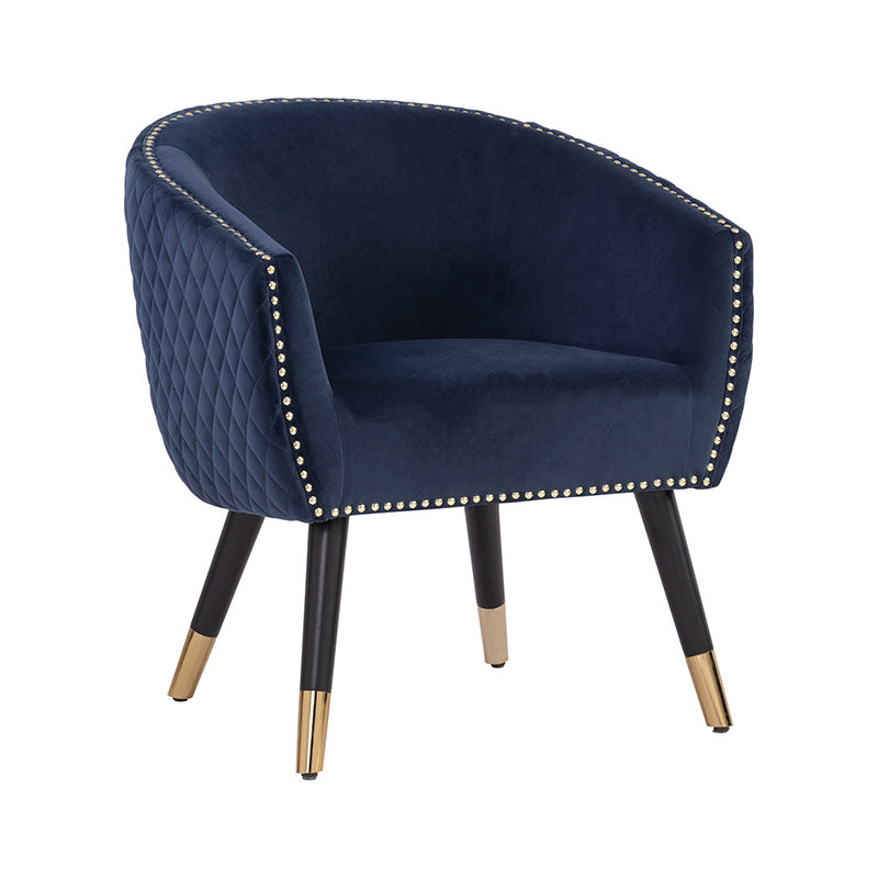 DENIZ Navy Blue Lounge Chair - Modern Comfortable Accent Chair for Living Room, Bedroom & Office - Perfect for Relaxing, Reading & Lounging