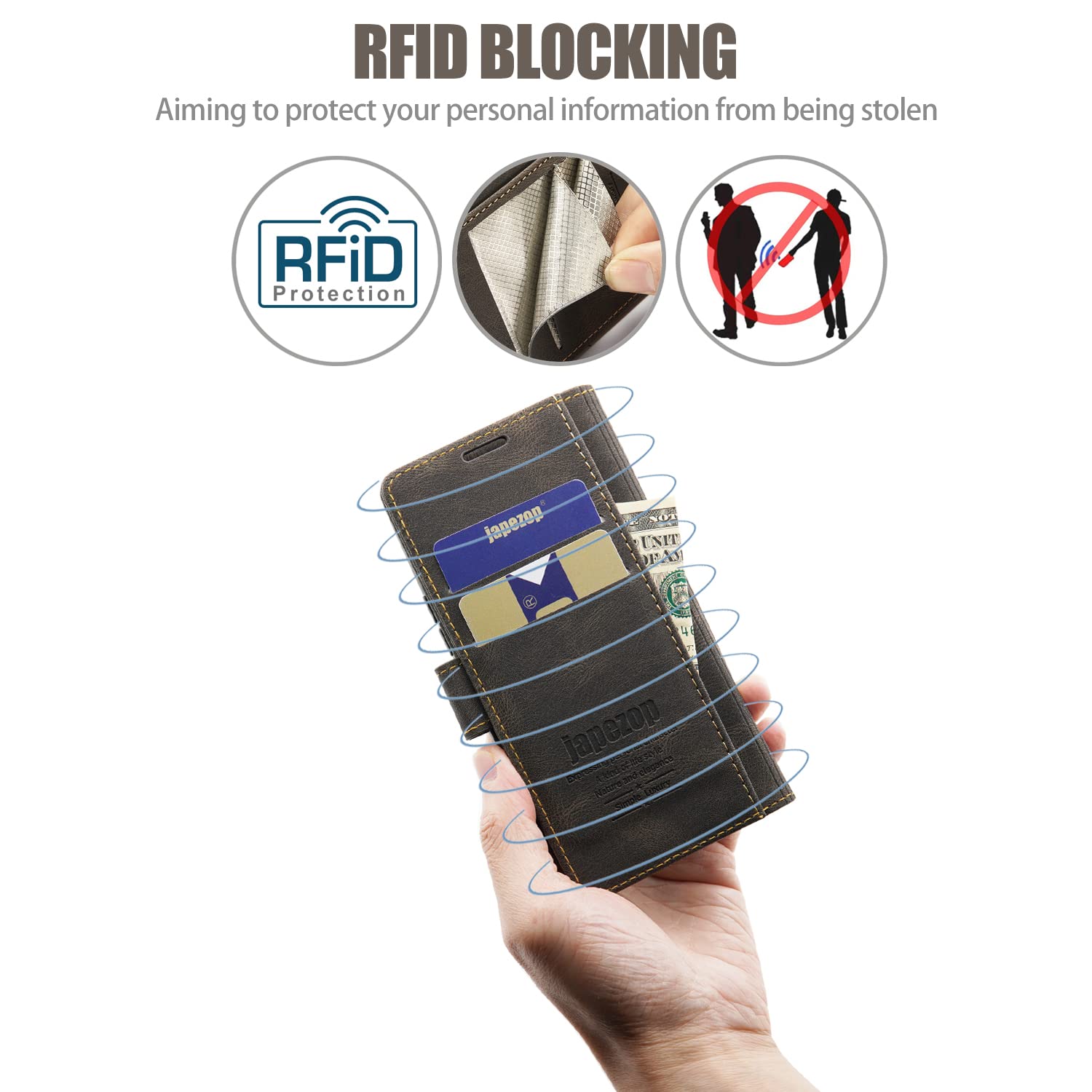 Samsung Galaxy A53 5G Leather Wallet Case with RFID Blocking, Card Holder & Magnetic Kickstand - Premium Flip Cover for 6.5