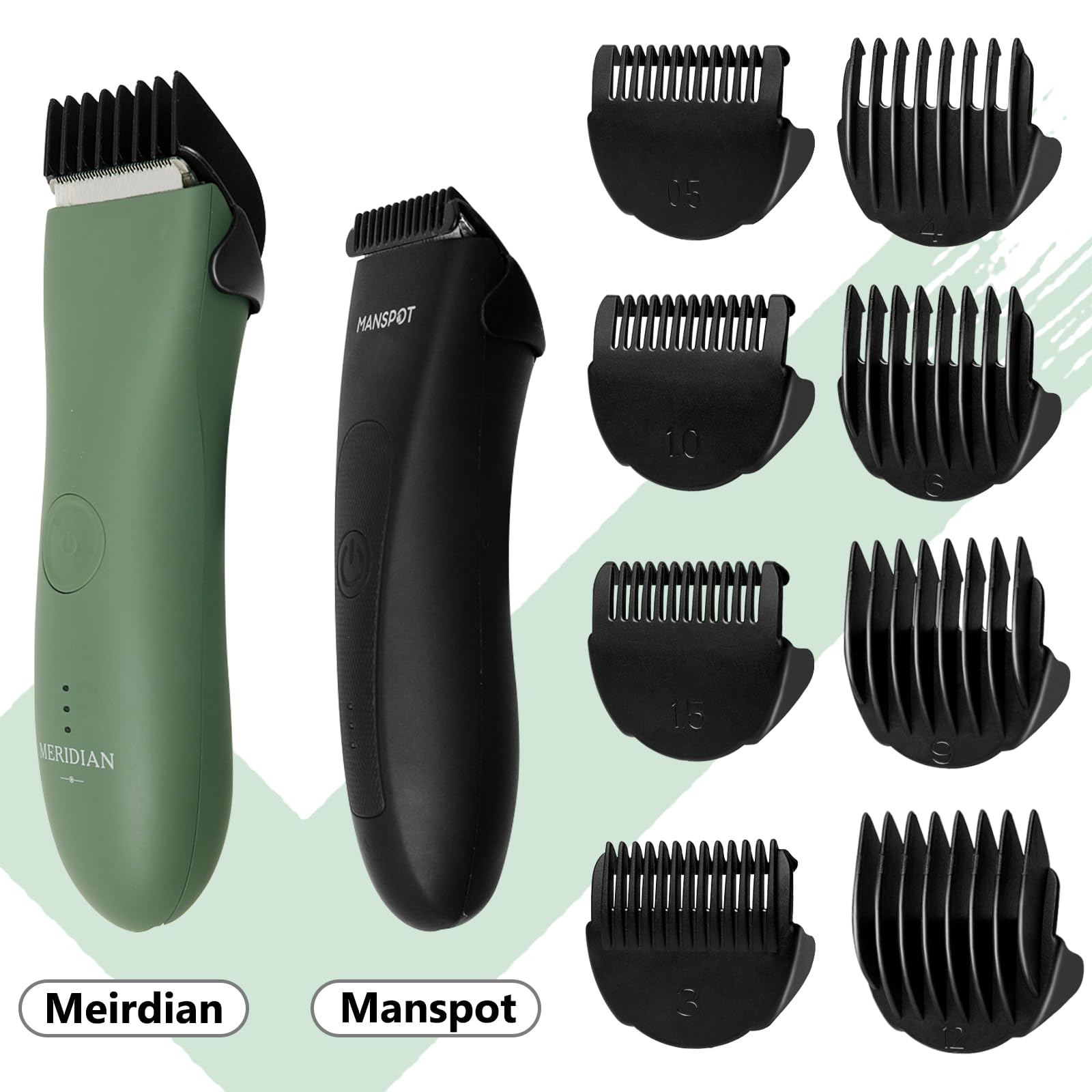 CR8GR8 8 Pack Professional Guide Comb Set for Manspot & Meridian Body Trimmers - Replacement Clipper Guards for Men's Body Hair Trimmer - Perfect for Beard, Chest, Back & Body Grooming