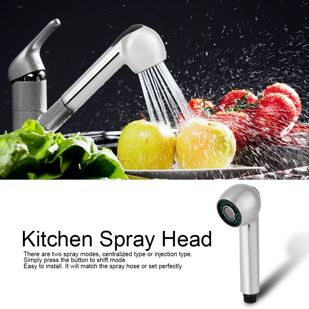 Pull Out Spray Head Replacement - Polished Chrome Faucet Sprayer for Kitchen & Bathroom Sink - Perfect for Washing Dishes, Cleaning Vegetables, and Rinsing Sinks