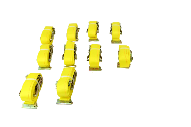 2-Pack 12-Inch Yellow Interior Van Ratchet Straps with E-Track Fitting – Heavy Duty Cargo Tie Downs for Trucks, Vans & Trailers – Secure Transport for Moving, Delivery & Storage