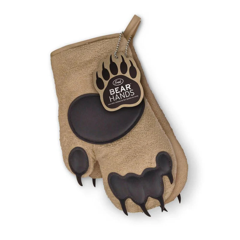 Fred Grizzly Bear Hands Oven Mitts - Heat Resistant Kitchen Gloves for Baking, Grilling & Cooking - Perfect Gift for Home Chefs & BBQ Lovers
