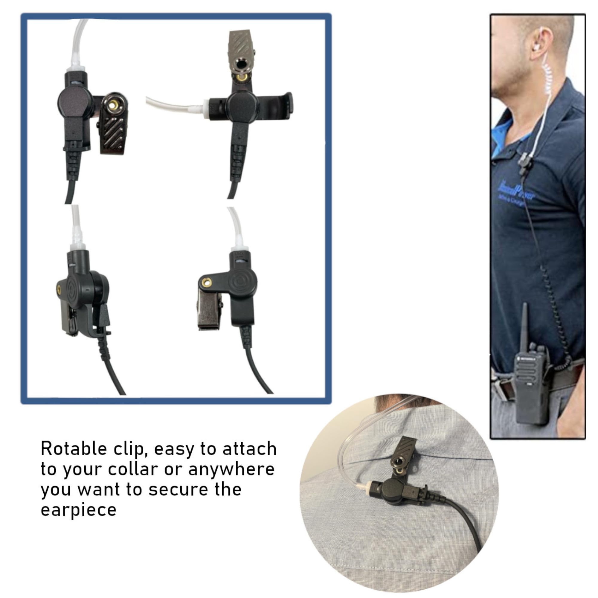 (10 Pack) MaximalPower™ Camouflage 2-Wire Headset with Clear Coil Tube, Earbud & PTT Mic M1 Plug Kevlar for Motorola - Durable Communication Headset for Construction, Security & Outdoor Activities