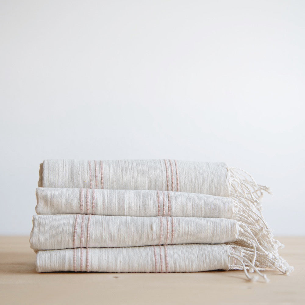 Livingston Cotton Hand Towel - Soft & Absorbent Blush Ribbed Design for Bathroom, Kitchen & Guest Use