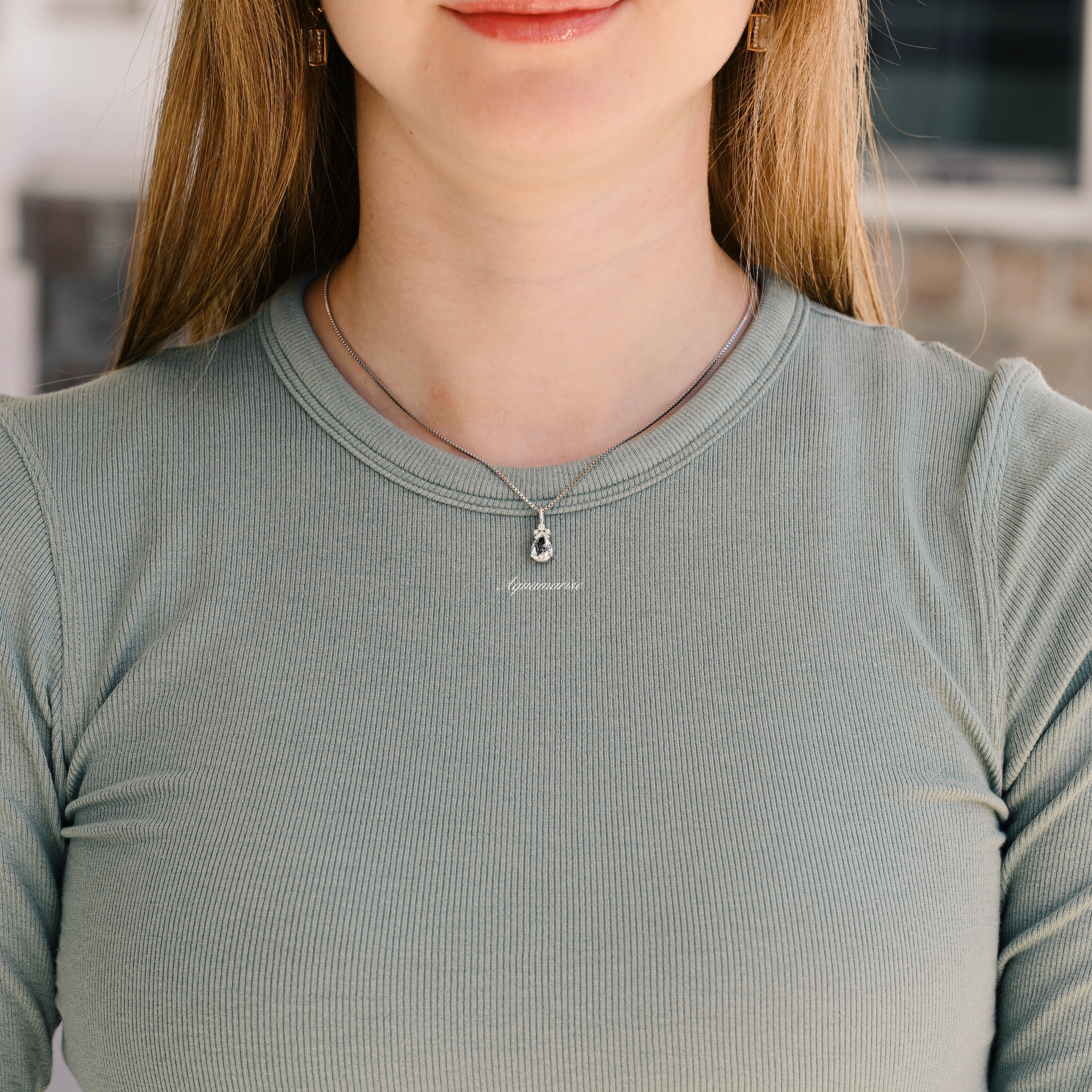 Galaxy Raw Salt & Pepper Diamond (Herkimer Diamond) Sterling Silver Pendant Necklace - Unique Boho Jewelry for Women, Perfect for Everyday Wear & Special Occasions