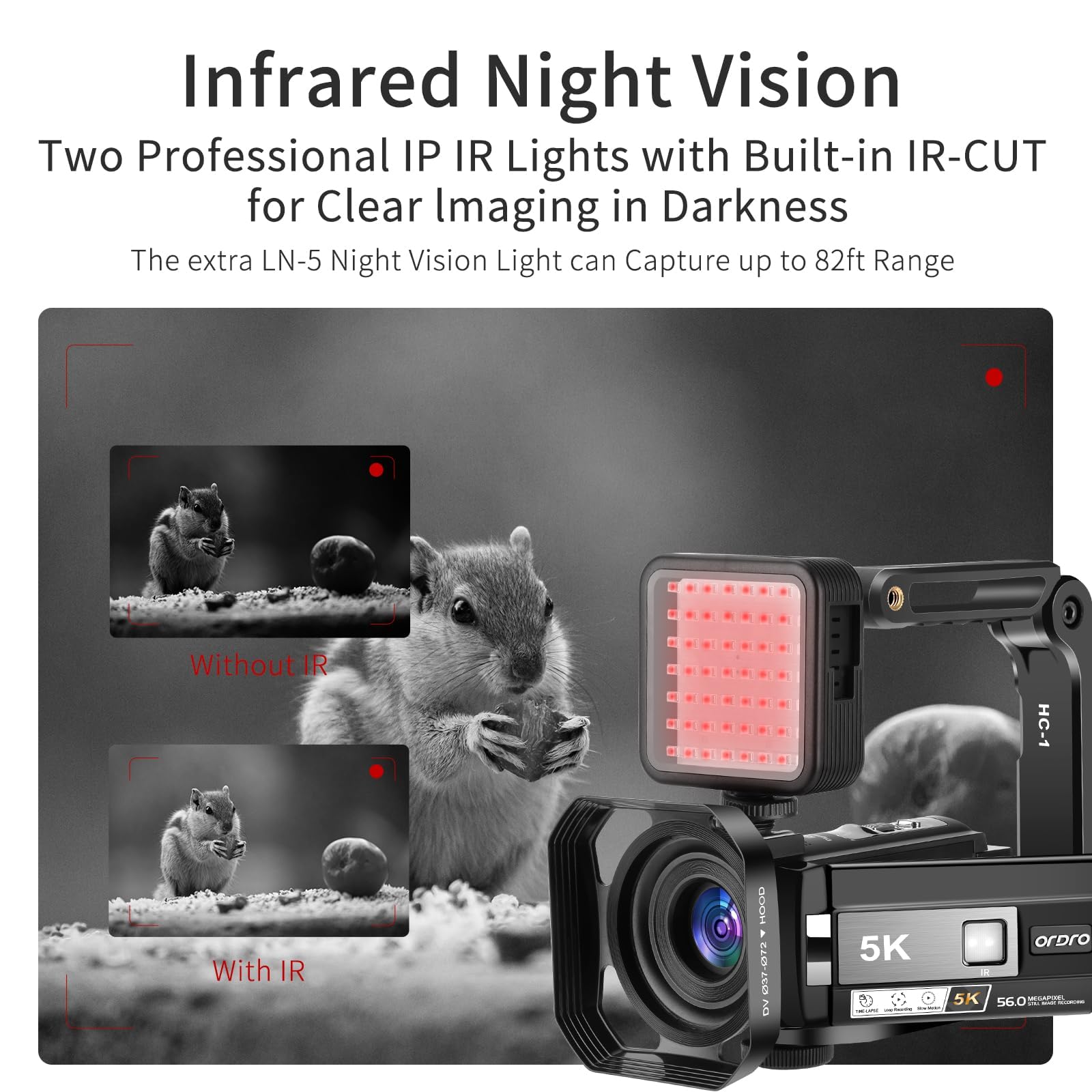 ORDRO AE20 5K Video Camera Camcorder - 95° Wide Angle, WDR Mode, EIS Stabilization, 1080P Full HD IR Night Vision - YouTube Vlogging Camera with Remote & 2 Batteries - Perfect for Travel Vlogging, Home Movies, and Outdoor Adventures