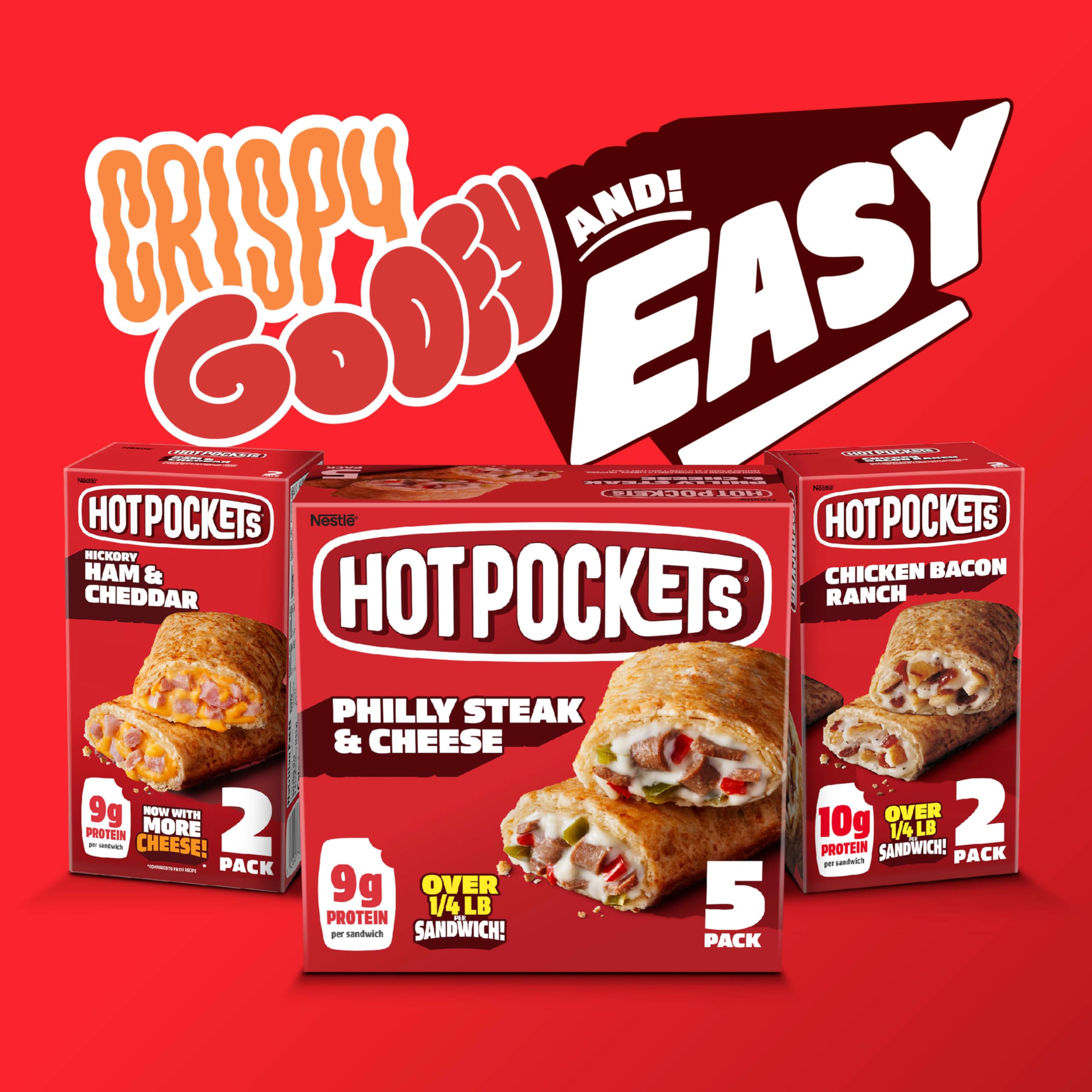 Hot Pockets Four Cheese Pizza Frozen Snacks in Garlic Buttery Crust - 2 Pack (8.5 oz Each) | Quick Microwaveable Meals for Lunch, Dinner or Late Night Snacking | Perfect for Busy Families, Students & Office Workers