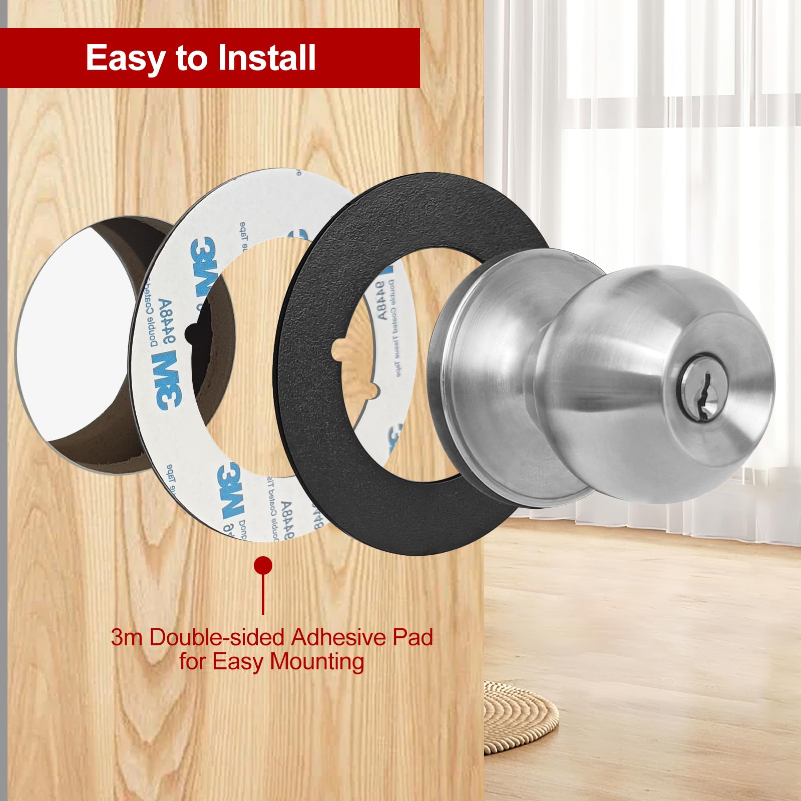 Matte Black Door Knob Plates - 2 Pcs for Secure Door Repair