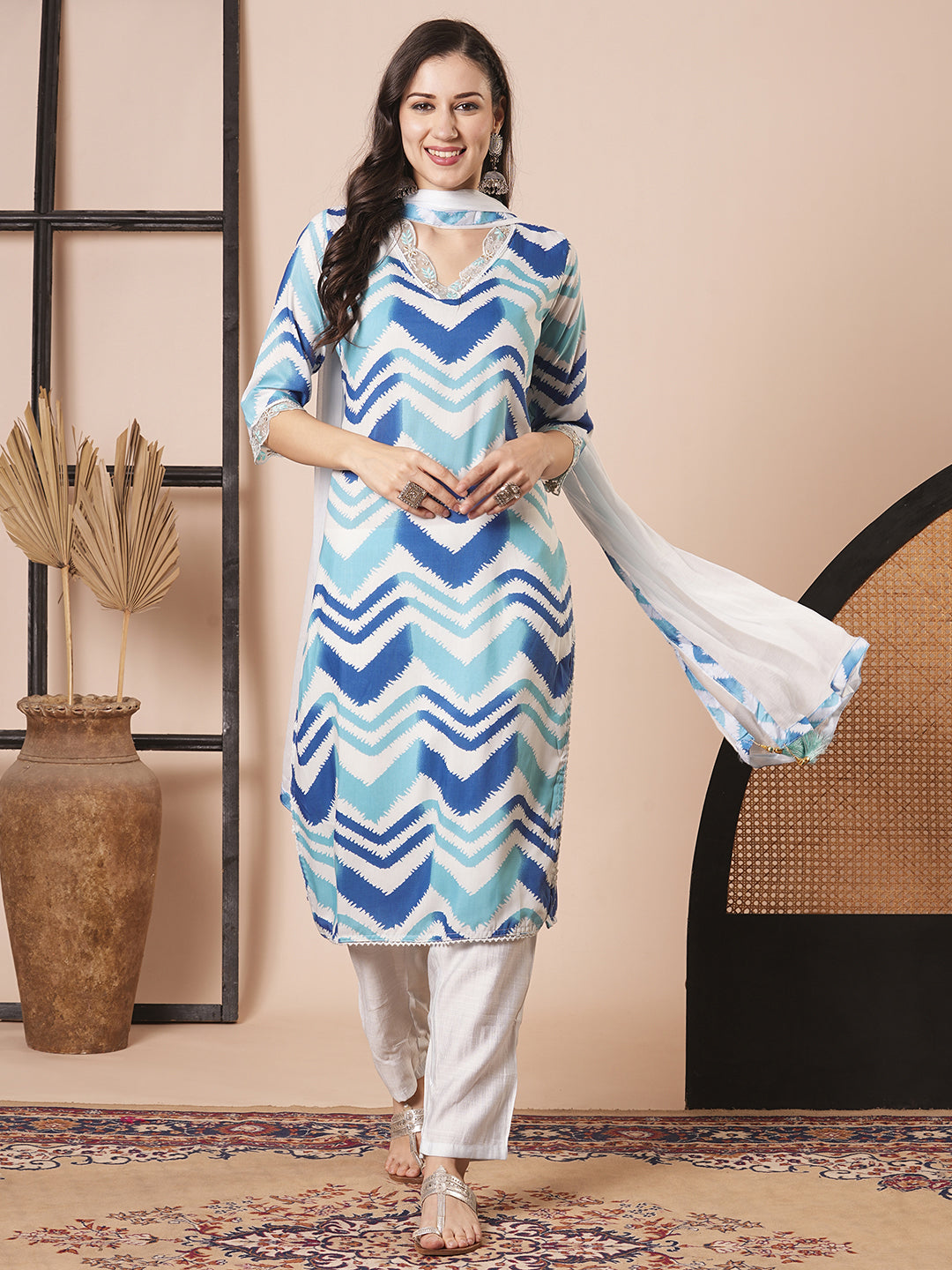 Elegant Blue Embroidered Pant Suit for Women - Designer Ready-to-Wear Outfit for Weddings, Parties & Special Occasions