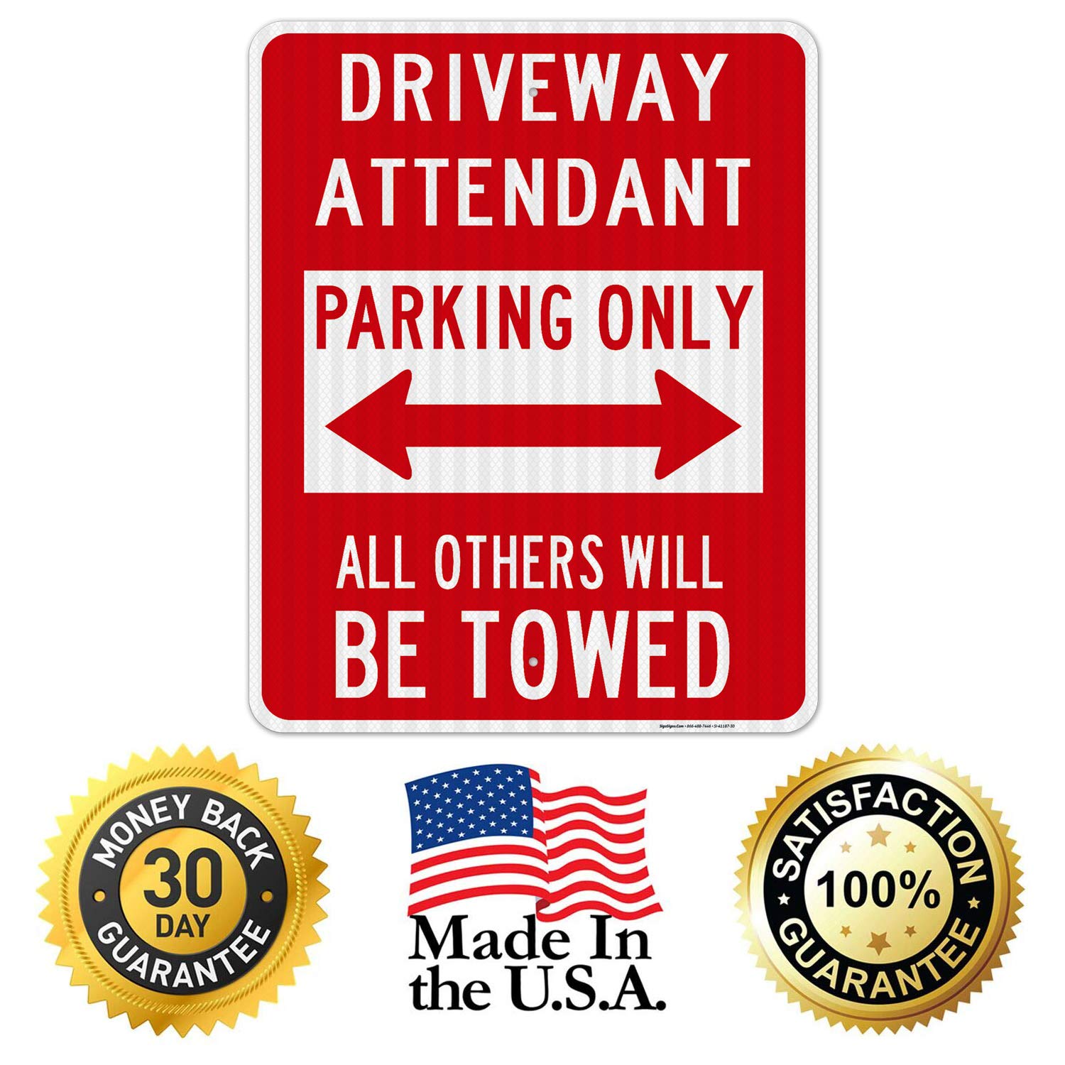 3M EGP Reflective Aluminum Driveway Parking Sign - 24x30 Inches, Fade Resistant & Easy Mounting for Indoor/Outdoor Use | Perfect for Private Property, Business Entrances & Parking Lot Directional Signs | Made in USA