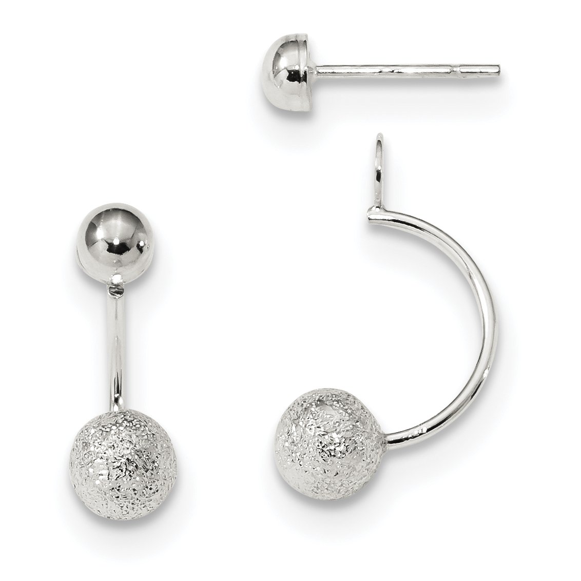 Stylish Sterling Silver Polished Laser-Cut Dangle Earrings - Front & Back Removable Design for Women | Perfect for Parties, Weddings & Everyday Wear