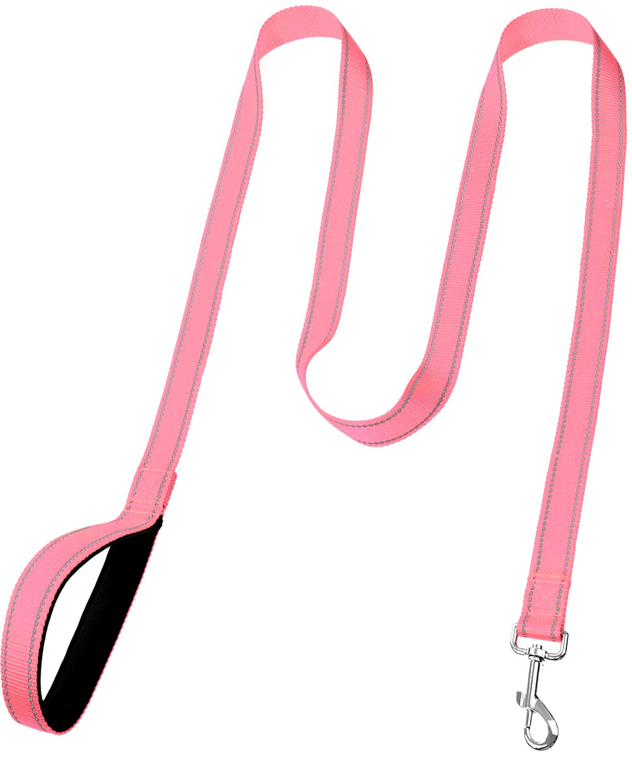 6FT Reflective Dog Leash with Soft Padded Handle - 1 Inch Wide Training & Walking Lead for Large & Medium Dogs (Neon Pink) - Perfect for Night Walks, Jogging & Outdoor Adventures
