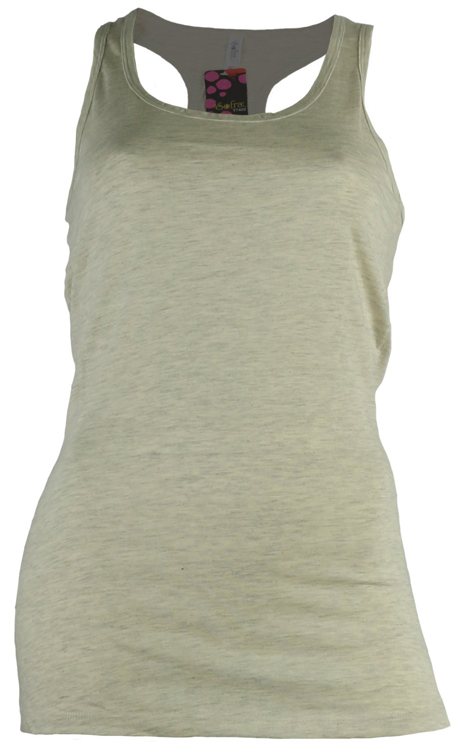 Sofra Women's 100% Cotton Racerback Tank Top - Soft Breathable Summer Workout Shirt for Yoga, Running & Casual Wear