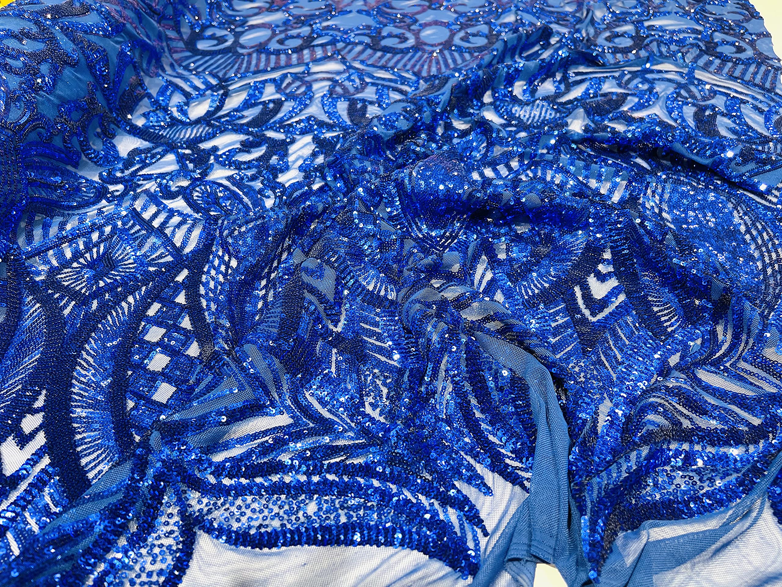 Iridescent Royalty Design 4-Way Stretch Mesh Fabric - 3 Yards Royal Blue on Royal Blue - Prom Dress, Dance Costume & Evening Gown Material - Perfect for Sewing, Cosplay & Special Occasion Outfits